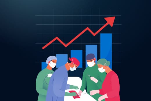 A graphic showing restored surgical profits